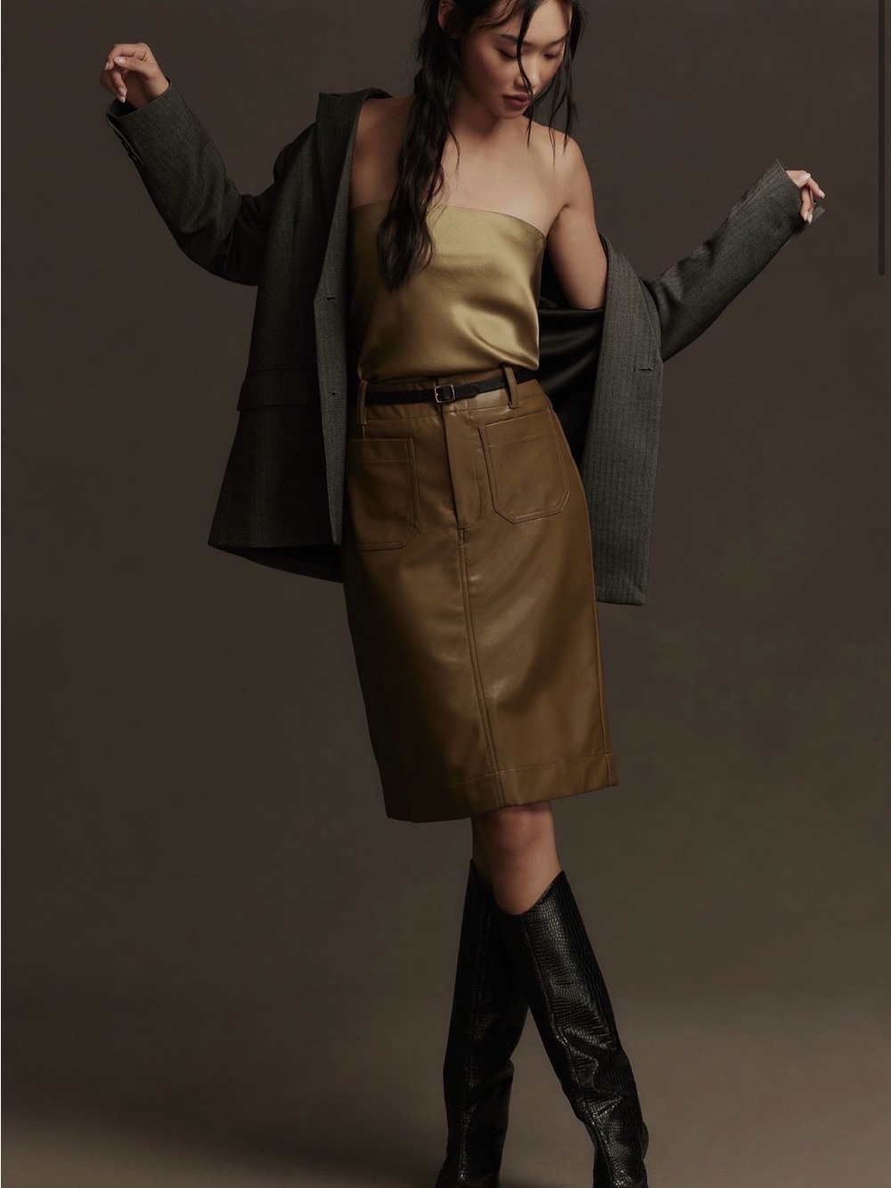 Anthropologie Maeve Colette Faux-Leather Skirt